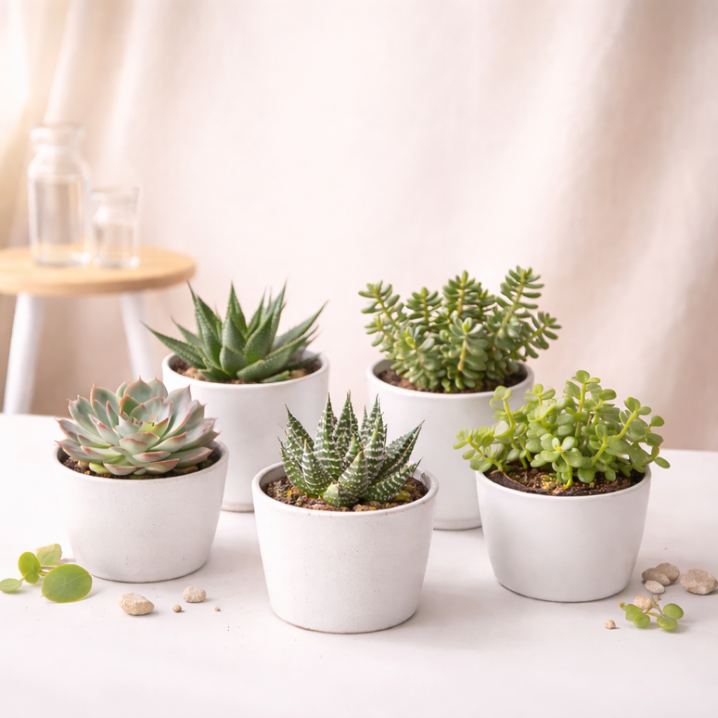 Lusherra Mixed Succulent Plants (Set of 5) – Easy-Care Indoor Collection