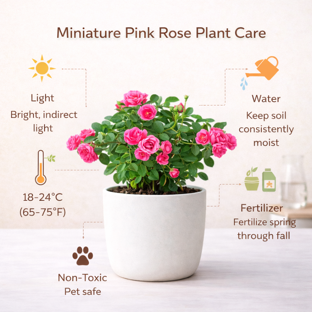 Buy Miniature Pink Rose Plant Online | Flowering Plant – Lusherra