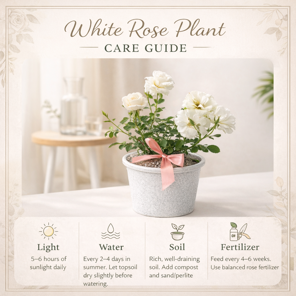 Buy White Rose Plant Online in India | Outdoor Flowering Rose for Balcony & Terrace – Lusherra